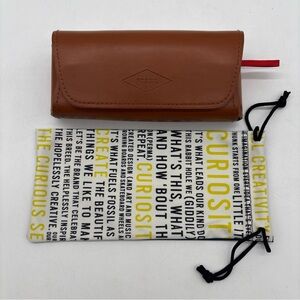 Fossil Leather Glasses Sunglasses Hard Case w/ Magnetic Closure & Branded Bag
